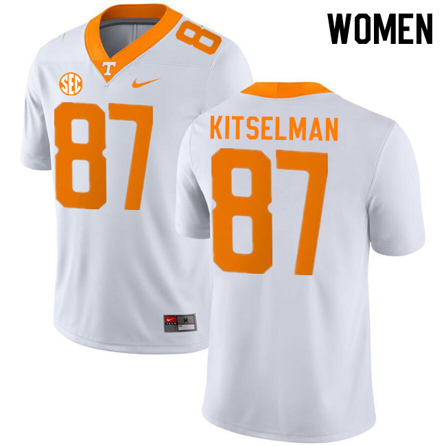 Women #87 Miles Kitselman Tennessee Volunteers College Football Jerseys Stitched-White